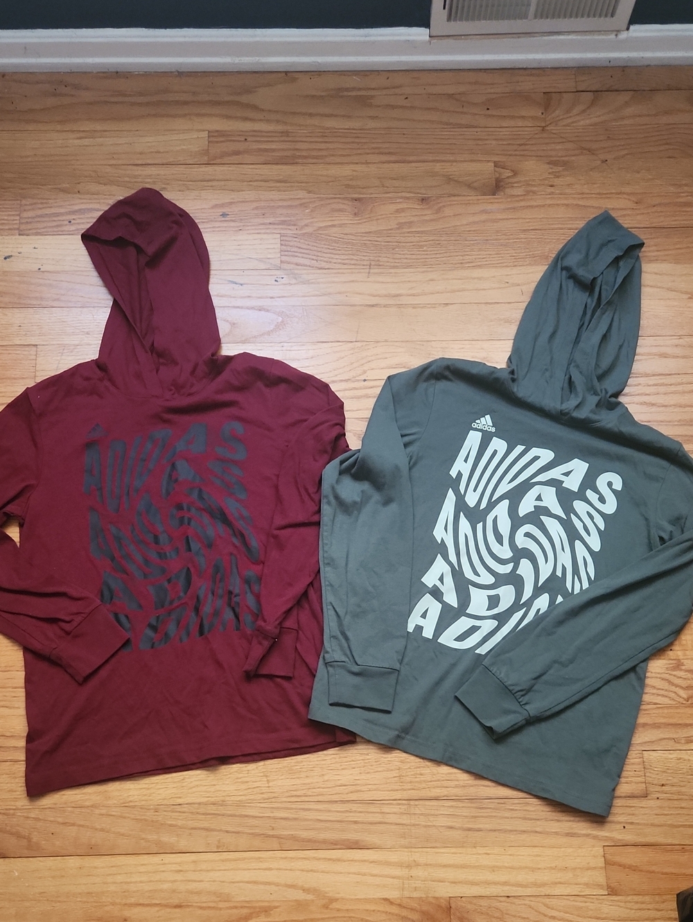 EUC TWO Big Boys Adidas Hooded Long Sleeve Tees - MED (10)